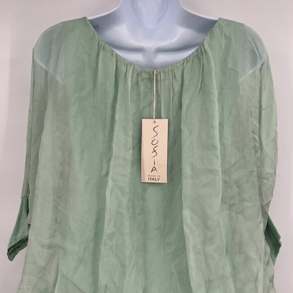 Sofia Made in Italy Green Sheer Batwing Dress Fitted Mini Skirt – One Size NWT - Picture 6 of 10